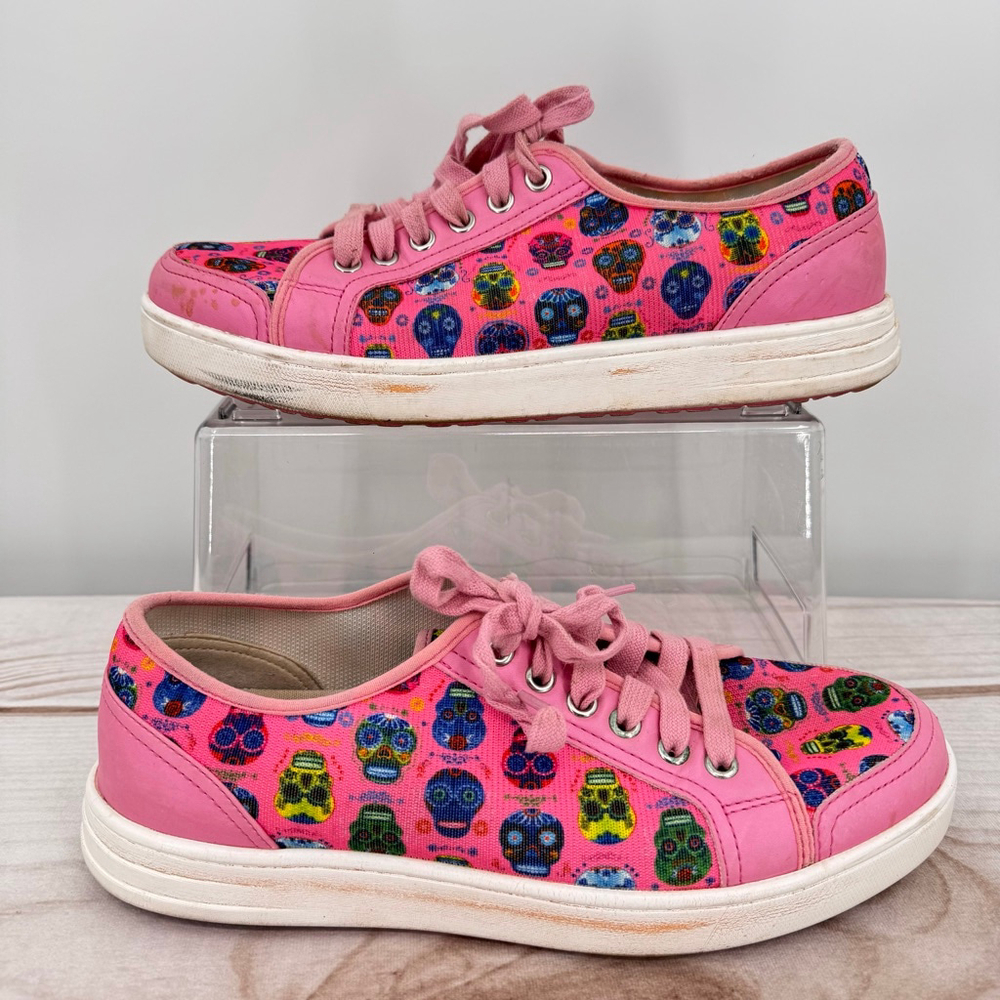 TRAQ by Alegria Sneaq Sneakers Pink Sugar Skulls Day of the Dead Whimsigoth 40